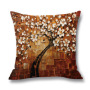 Ins Nordic Wind Oil Painting Tree Printed Flax Square Pillow Cover Sofa Bed, Patio Furniture Throw Pillow Cases/