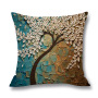 Ins Nordic Wind Oil Painting Tree Printed Flax Square Pillow Cover Sofa Bed, Patio Furniture Throw Pillow Cases/