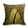 Ins Nordic Wind Oil Painting Tree Printed Flax Square Pillow Cover Sofa Bed, Patio Furniture Throw Pillow Cases/