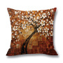 Ins Nordic Wind Oil Painting Tree Printed Flax Square Pillow Cover Sofa Bed, Patio Furniture Throw Pillow Cases/
