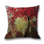 Ins Nordic Wind Oil Painting Tree Printed Flax Square Pillow Cover Sofa Bed, Patio Furniture Throw Pillow Cases/