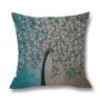 Ins Nordic Wind Oil Painting Tree Printed Flax Square Pillow Cover Sofa Bed, Patio Furniture Throw Pillow Cases/