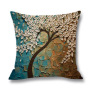 Ins Nordic Wind Oil Painting Tree Printed Flax Square Pillow Cover Sofa Bed, Patio Furniture Throw Pillow Cases/