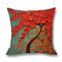 Ins Nordic Wind Oil Painting Tree Printed Flax Square Pillow Cover Sofa Bed, Patio Furniture Throw Pillow Cases/