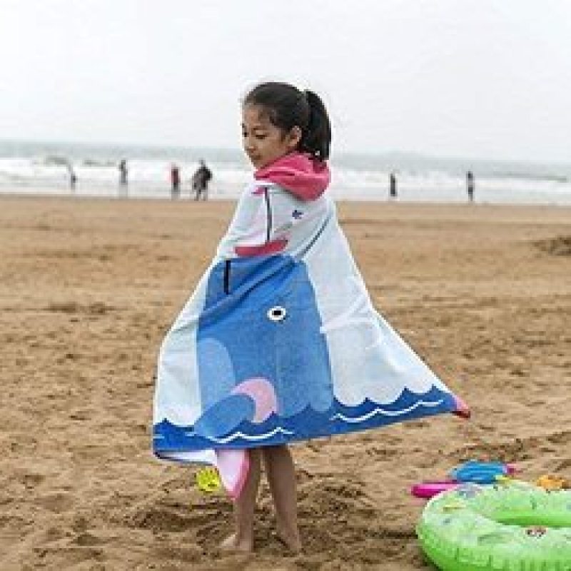 Cartoon Kids Hooded Children Bath Hooded Towel,Swim Towels Quick Drying Bath Towel#