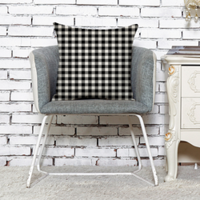 New Arrival Black White Cotton Cushion Cover, Linen Plaid Cushion Covers Decorative Sofa Seat/
