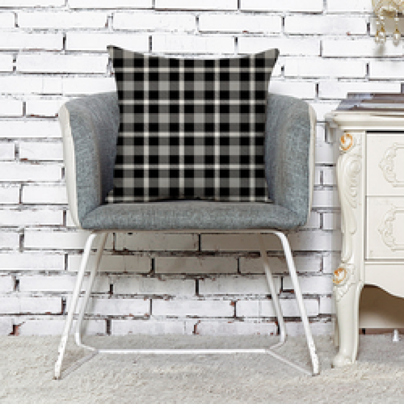 New Arrival Black White Cotton Cushion Cover, Linen Plaid Cushion Covers Decorative Sofa Seat/