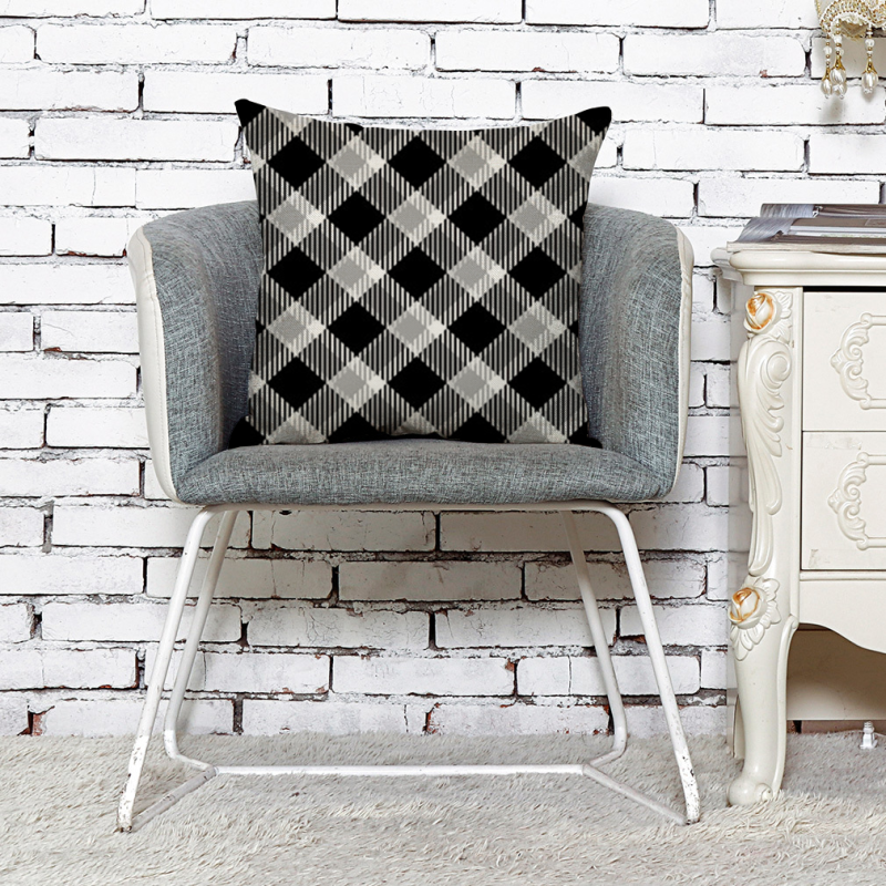 New Arrival Black White Cotton Cushion Cover, Linen Plaid Cushion Covers Decorative Sofa Seat/