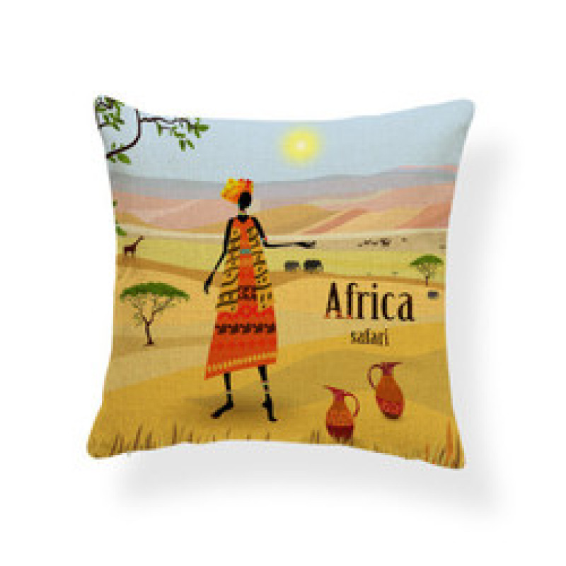 Wholesale African Art Elephant Digital Print Throw Waist  Cushion Cover, Ethnic Totem Sofa Office Seat Room Cushion Cover/