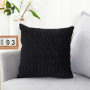 Black Velvet Wave Pleated Solid Color Living Room Throw Cushion Cover, Sofa Pillowcase Cafe Chair Seat Cheap Cushion Cover/