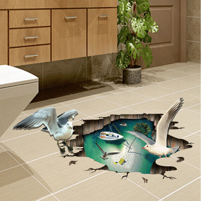 Wholesale PVC 60*90cm self-adhesive painting seagull Outdoor atmosphere Decorative Wall Sticker removable for wall or floor