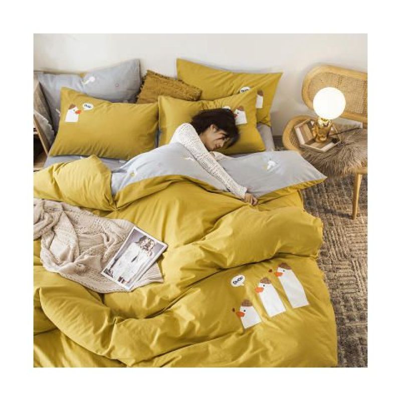 Stock 100% Cotton Bedding Set King Size, Printed Emborideried Cotton Bedding Set King Size/