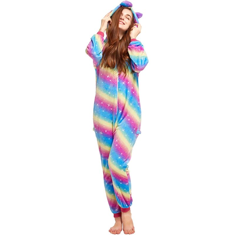 Cross border flannel cartoon animal one-piece pajamas for adults, men, women and children cute home clothes play clothes/