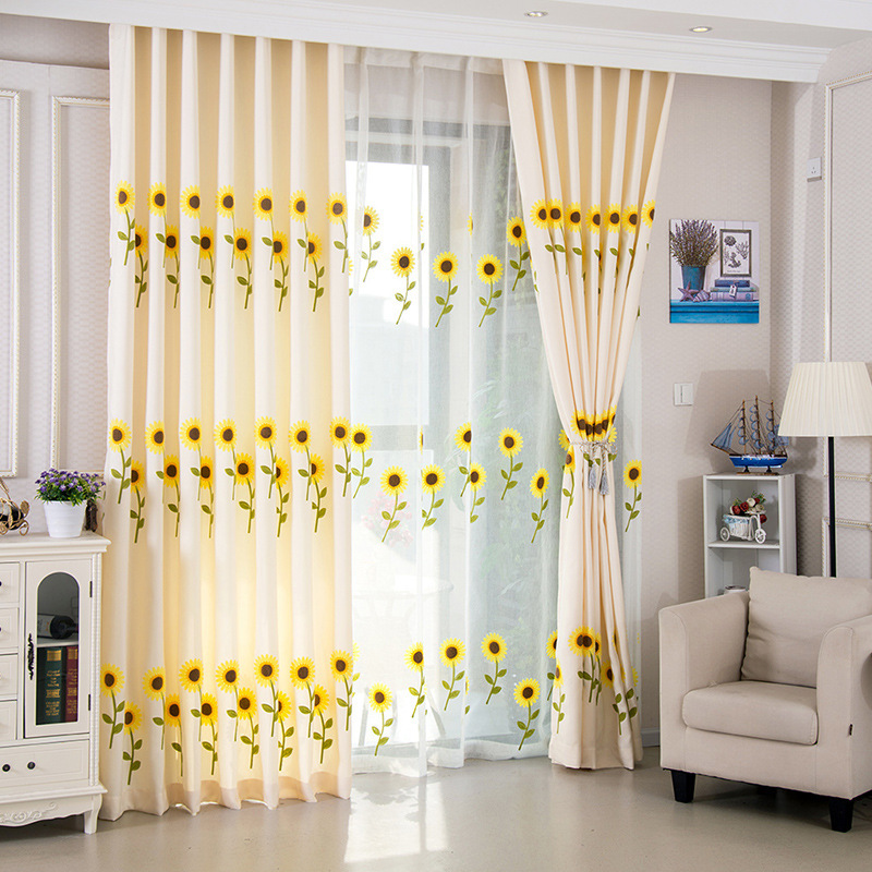 New Simple Embroidery Curtain, Sunflower Jacquard Living Room Bedroom Curtain /