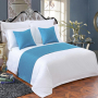 Blue Chenille Bed Runner and Cushion Sets For Hotels