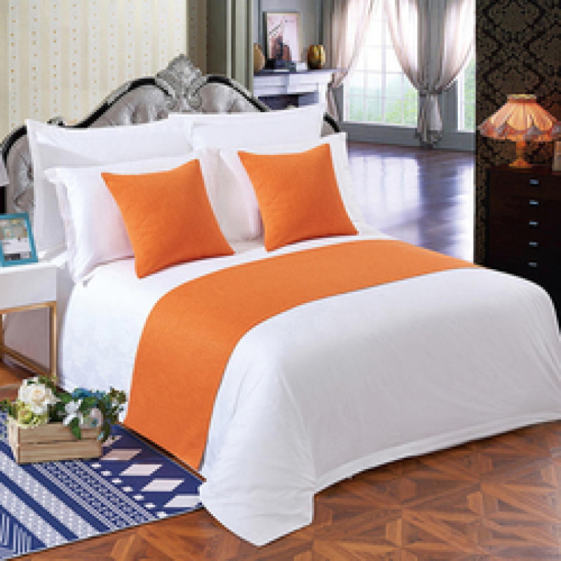 Blue Chenille Bed Runner and Cushion Sets For Hotels