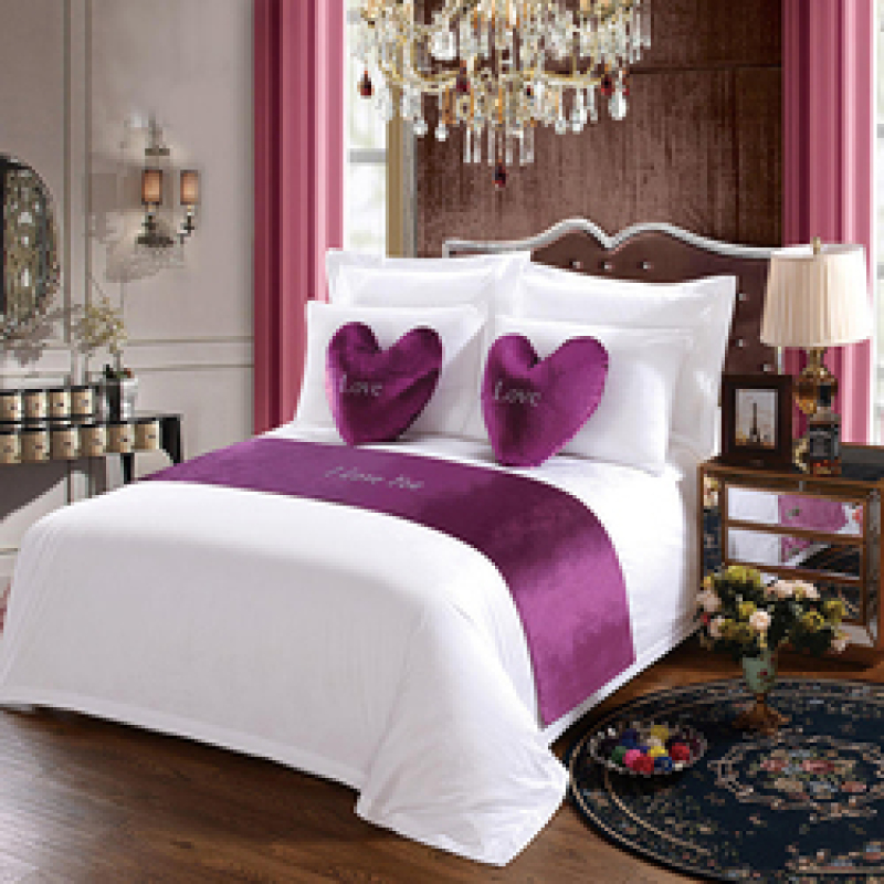 Blue Chenille Bed Runner and Cushion Sets For Hotels