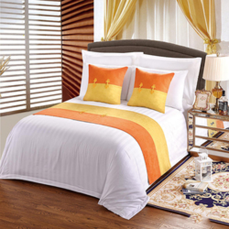 Blue Chenille Bed Runner and Cushion Sets For Hotels