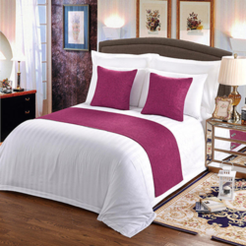 Blue Chenille Bed Runner and Cushion Sets For Hotels