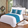 Blue Chenille Bed Runner and Cushion Sets For Hotels