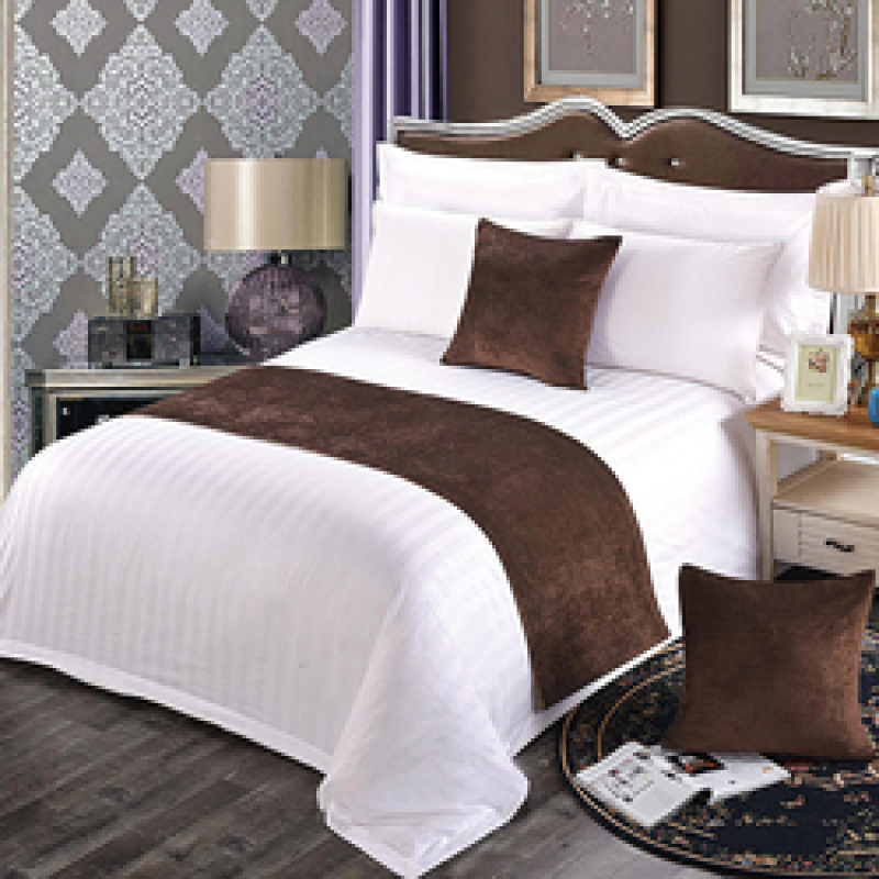 Blue Chenille Bed Runner and Cushion Sets For Hotels