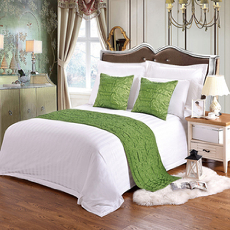 Blue Chenille Bed Runner and Cushion Sets For Hotels