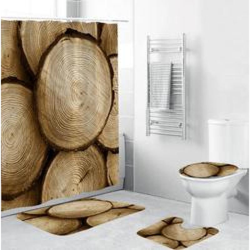 3D Digital Printing Full Polyester Waterproof Shower Curtain Floor Mat Toilet S , Fashion Waterproof Polyester Shower Curtain /