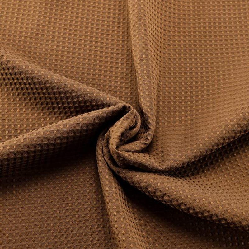 Brown Waffle Weave Hotel Luxury Spa Bathroom 72x72 Inches Polyester Shower Curtain, 230gsm Heavy Duty Fabric Shower Curtain/