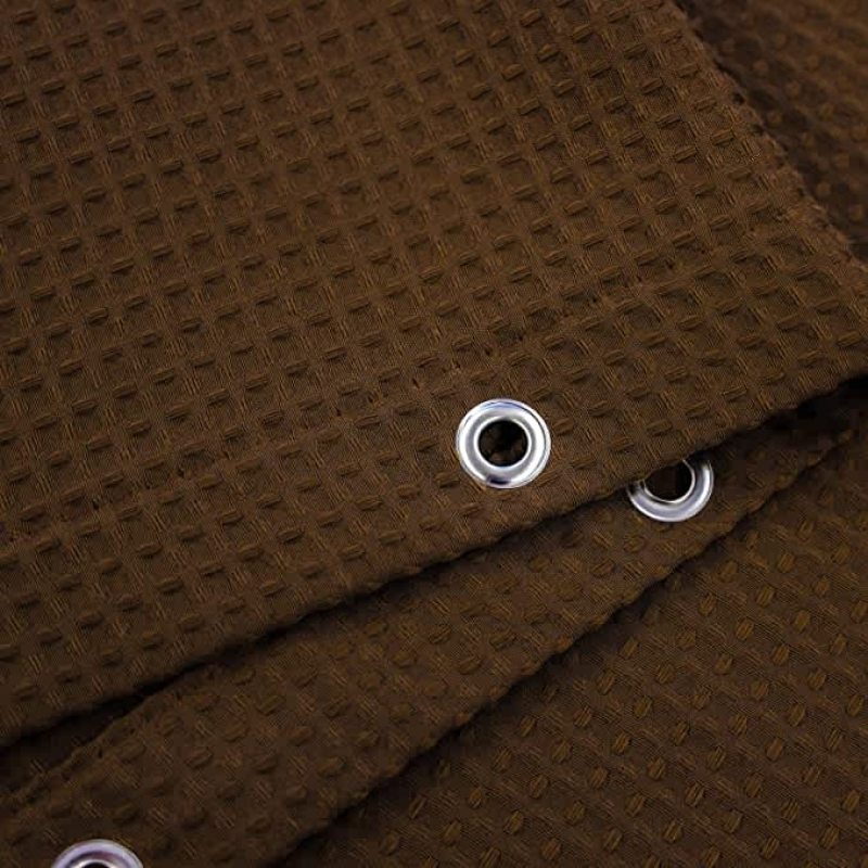 Brown Waffle Weave Hotel Luxury Spa Bathroom 72x72 Inches Polyester Shower Curtain, 230gsm Heavy Duty Fabric Shower Curtain/
