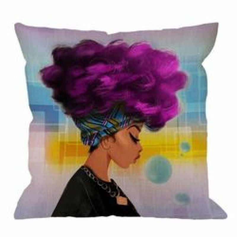 Black Magic Women with Purple Hair Hairstyle,Cotton Linen Print Square cushion cover/
