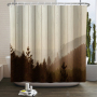 Misty Forest Woodland Shower Curtains Nature Shower Curtain Fall Shower Curtain Waterproof Polyester Fabric Home Decor with Hook