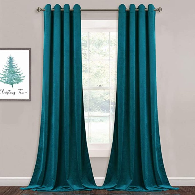 Home Goods 260GSM 52*84inches Hotel Quality Living Room Bedroom Grommet Velvet Curtain, 100% Polyester Window Curtain/