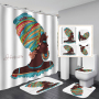 Cheap African Glasses Girl 3D Printed Shower Curtain Set,  Wholesale Waterproof Shower Curtain Set/