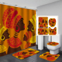 Cheap African Glasses Girl 3D Printed Shower Curtain Set,  Wholesale Waterproof Shower Curtain Set/