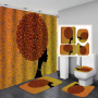 Cheap African Glasses Girl 3D Printed Shower Curtain Set,  Wholesale Waterproof Shower Curtain Set/