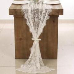 White Lace Tablecloth 75 x 300 cm Vintage Embroidered Lace Table Cover Wedding table runner non woven