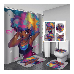 2020 100% Polyester African Man Woman Custom Digital Printing Shower Curtain Set, Made In China Waterproof Shower Curtain Set/
