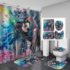 2020 100% Polyester African Man Woman Custom Digital Printing Shower Curtain Set, Made In China Waterproof Shower Curtain Set/