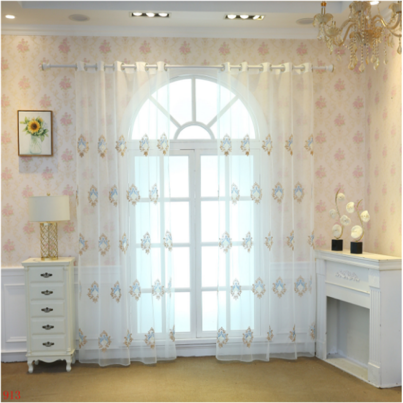 Hot selling sheer panel ready made lace embroidery Latest curtain fashion designs