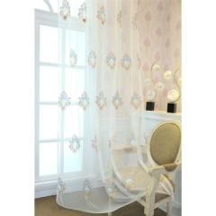 Hot selling sheer panel ready made lace embroidery Latest curtain fashion designs