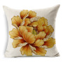 Chinese Style Golden Hand-painted Peony Flower Cushion Cover, Cotton Sofa Cushion Cover/