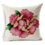 Chinese Style Golden Hand-painted Peony Flower Cushion Cover, Cotton Sofa Cushion Cover/