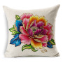 Chinese Style Golden Hand-painted Peony Flower Cushion Cover, Cotton Sofa Cushion Cover/