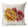 Chinese Style Golden Hand-painted Peony Flower Cushion Cover, Cotton Sofa Cushion Cover/