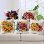 Chinese Style Golden Hand-painted Peony Flower Cushion Cover, Cotton Sofa Cushion Cover/