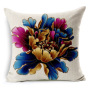 Chinese Style Golden Hand-painted Peony Flower Cushion Cover, Cotton Sofa Cushion Cover/