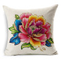 Chinese Style Golden Hand-painted Peony Flower Cushion Cover, Cotton Sofa Cushion Cover/