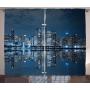Chicago Skyline Curtains Sleeping City Dramatic Urban Resting,Popular American Lake Picture Living Room Bedroom Window Drapes/