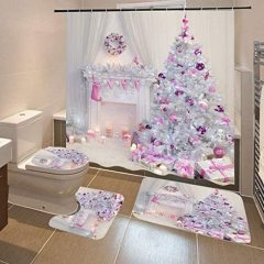 Merry Christmas Shower Curtain, Waterproof Bathroom Shower Curtain,  Bath and Shower curtain set