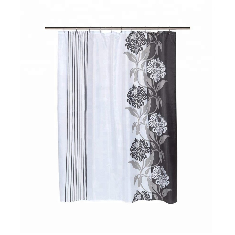 chinese style printed customizable little flower design high quality textile shower curtain